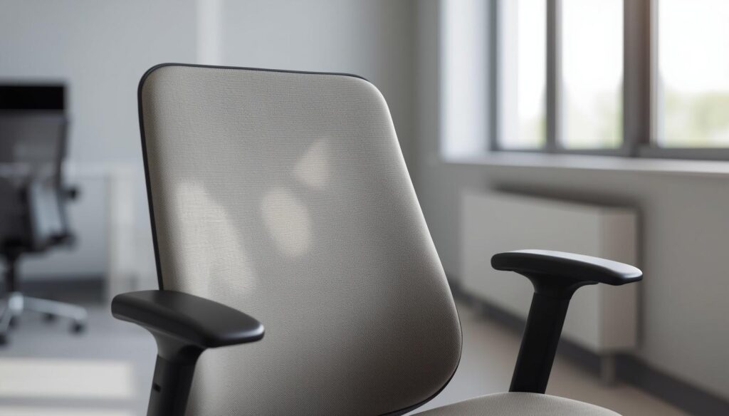 Best Office Chair Material for a Home Office - Fabric Fabric office chair with a padded seat in a minimalist home office.