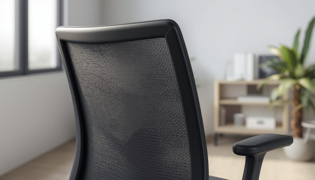 Best Office Chair Material for a Home Office - Mesh Ergonomic chair with a mesh backrest in a clean home office setting.