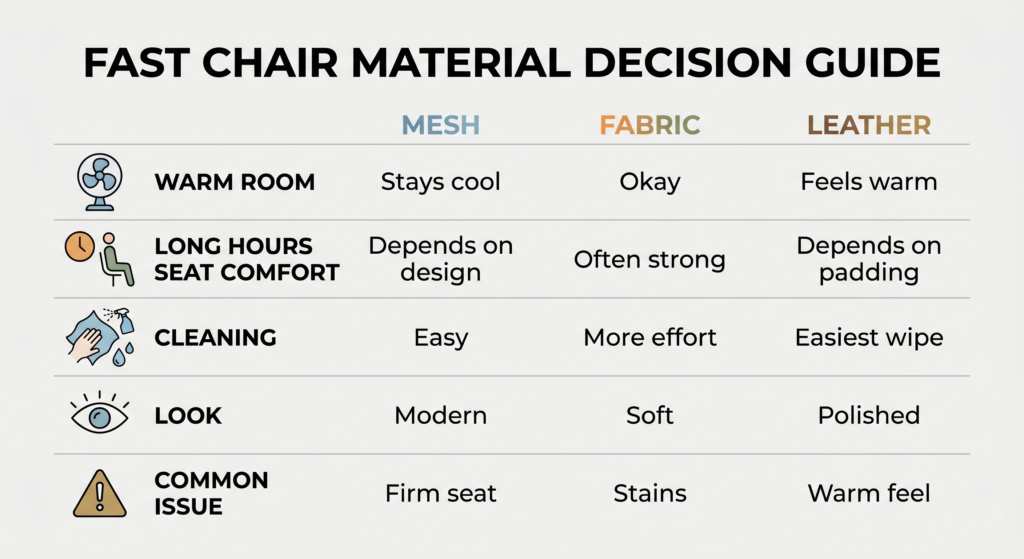 Best Office Chair Material for a Home Office - infographic Best Office Chair Material for a Home Office infographic